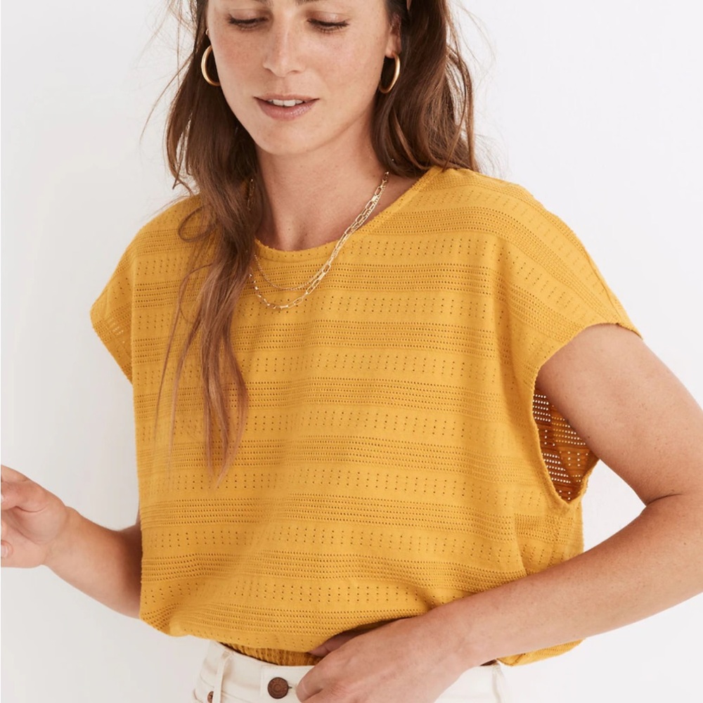 Madewell Pointelle Knit Short-Sleeve Crop Top